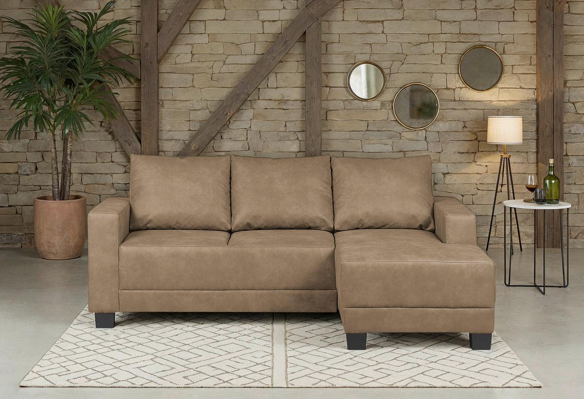 Ecksofa Grenwood Schlammfarben S: 200x144 Cm - Schlammfarben/Braun, Design, Textil (200/144cm) - MID.YOU