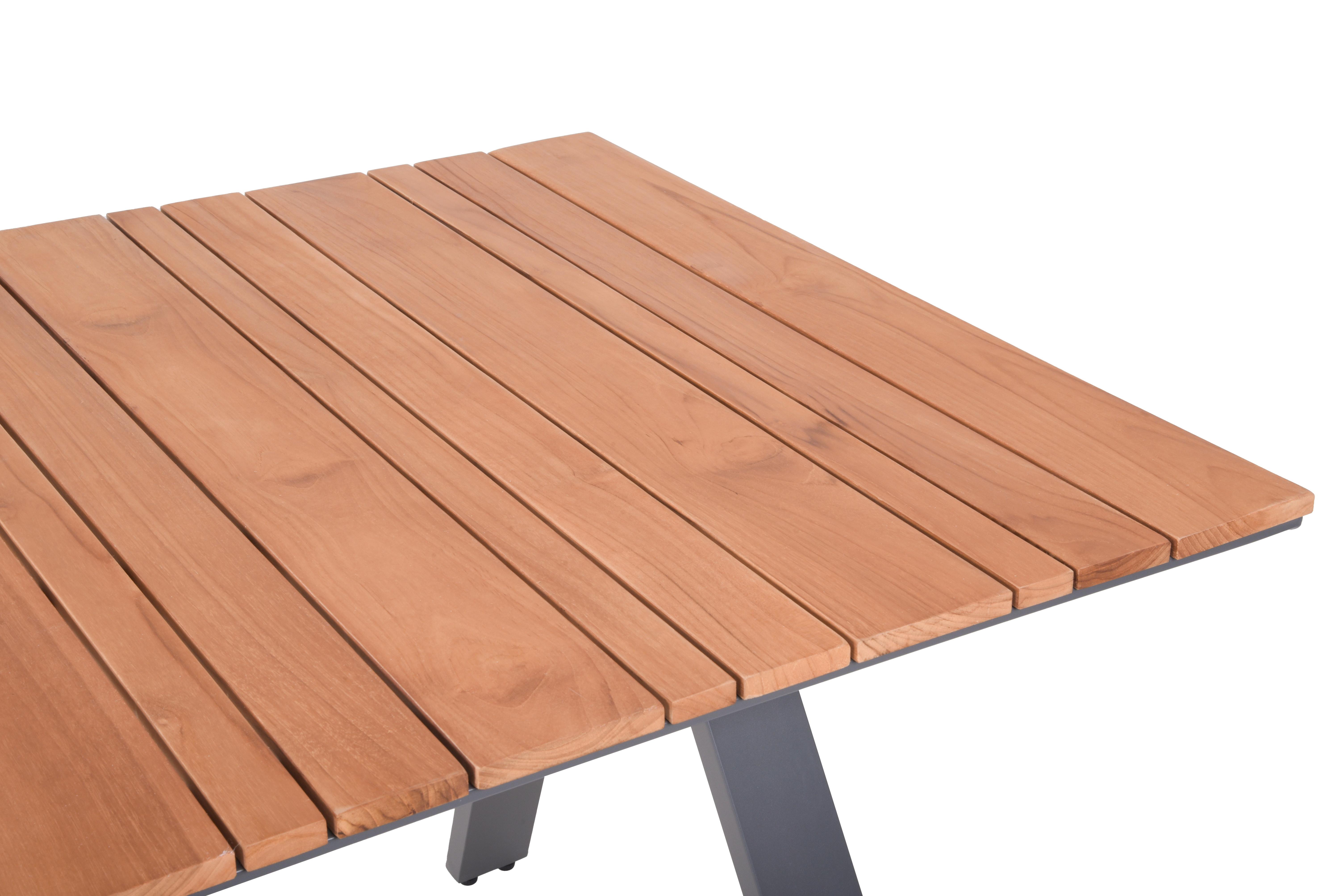 Gartentisch Davina - Anthrazit/Braun, Basics, Holz/Metall (90/74/180cm) - Gardenson