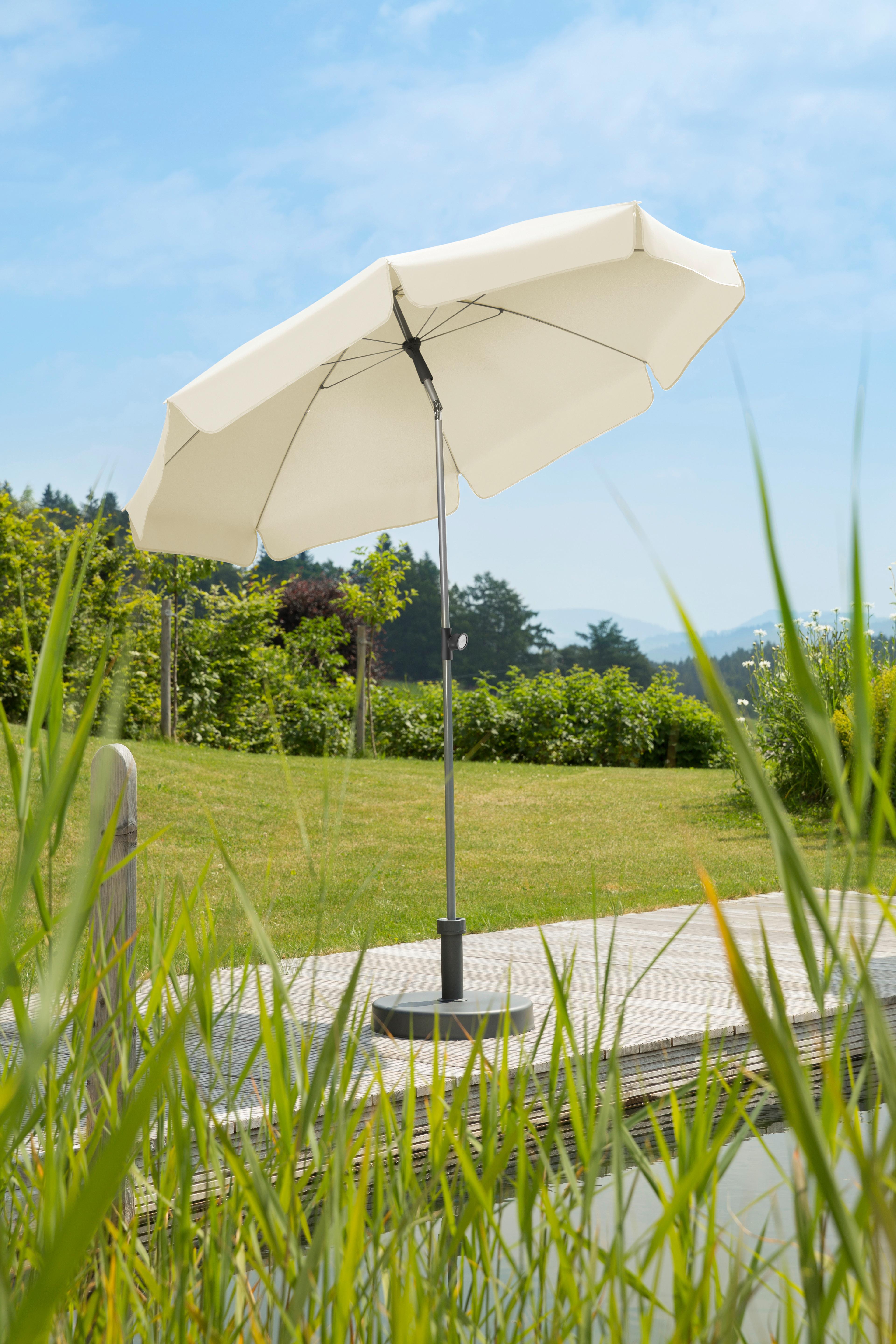 Sonnenschirm Locarno Bxhxt: 200x220x200 Cm Naturfarben - Silberfarben/Naturfarben, Basics, Textil/Metall (200/220/200cm) - Schneider