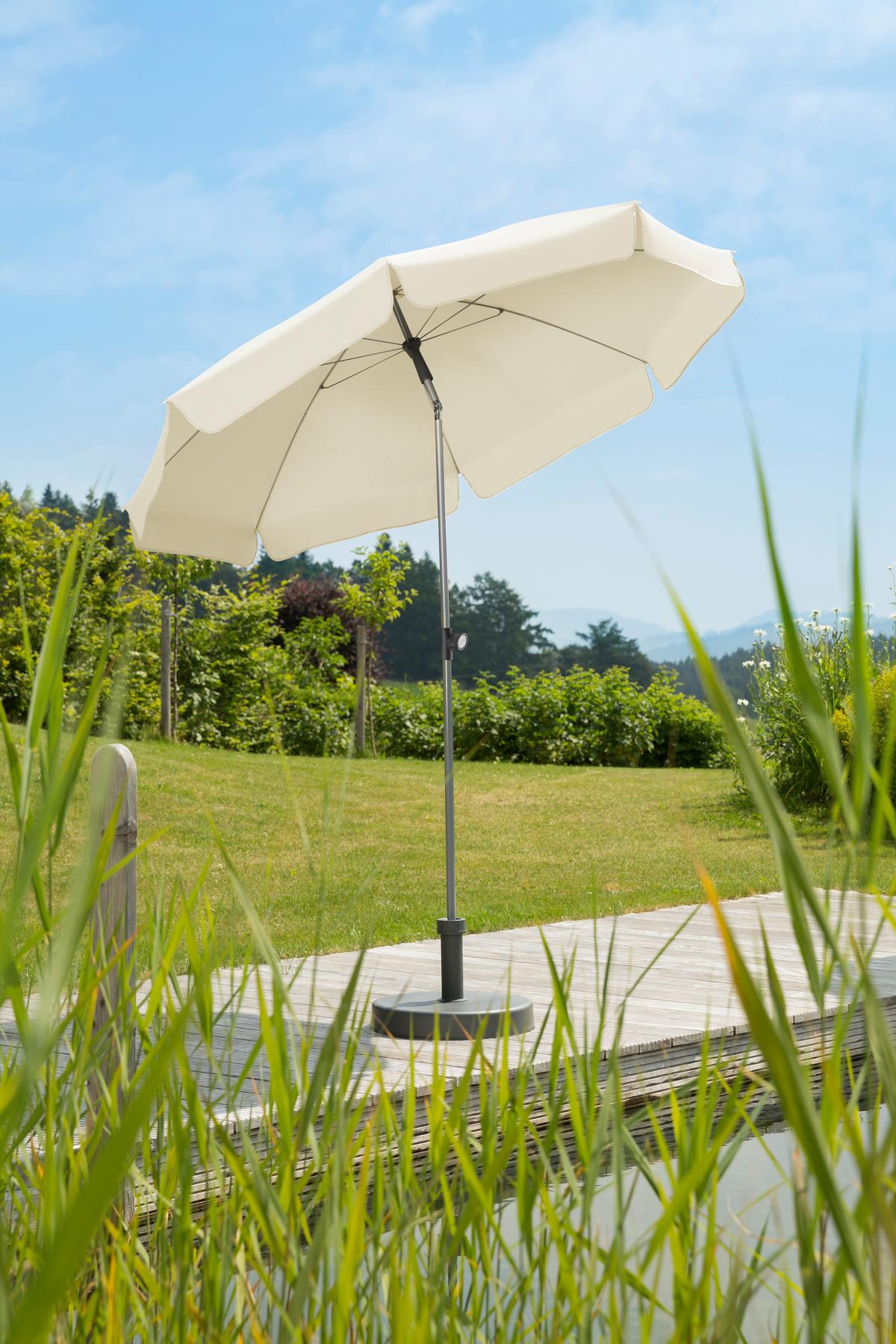 Sonnenschirm Locarno BxHxT: 200x220x200 cm Naturfarben - Silberfarben/Naturfarben, Basics, Textil/Metall (200/220/200cm) - Schneider