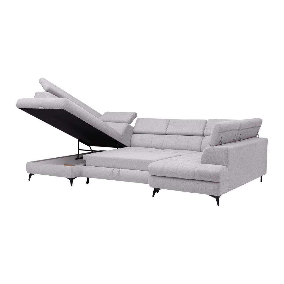 Sedací souprava LOOK, levá, stříbrná - barvy stříbra/černá, Moderní, kov/dřevo (195/82-100/343cm) - Mömax