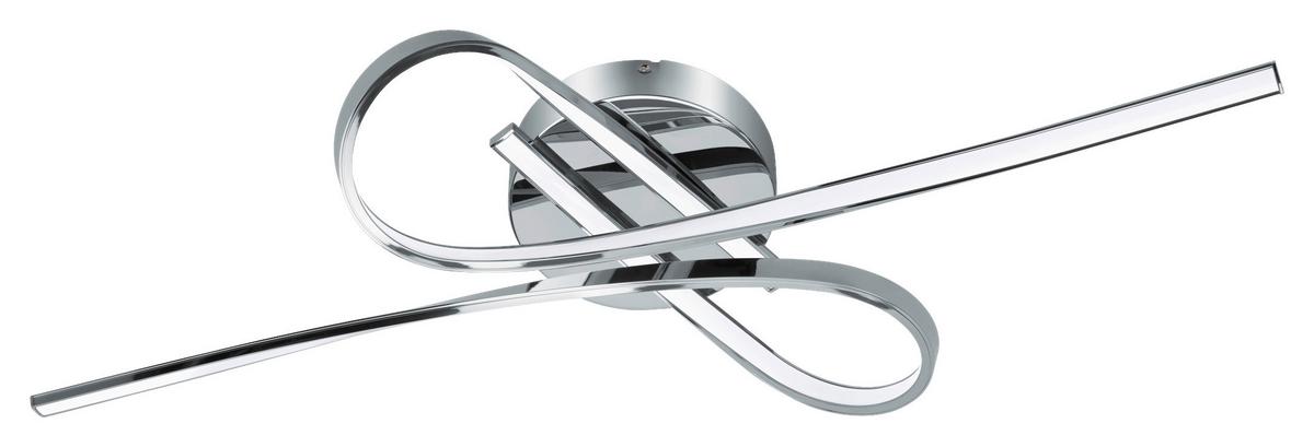 Led-deckenleuchte Selvina L: 70 Cm Geschwungen - Chromfarben/Weiß, MODERN, Kunststoff/Metall (70/42/15cm) - Eglo