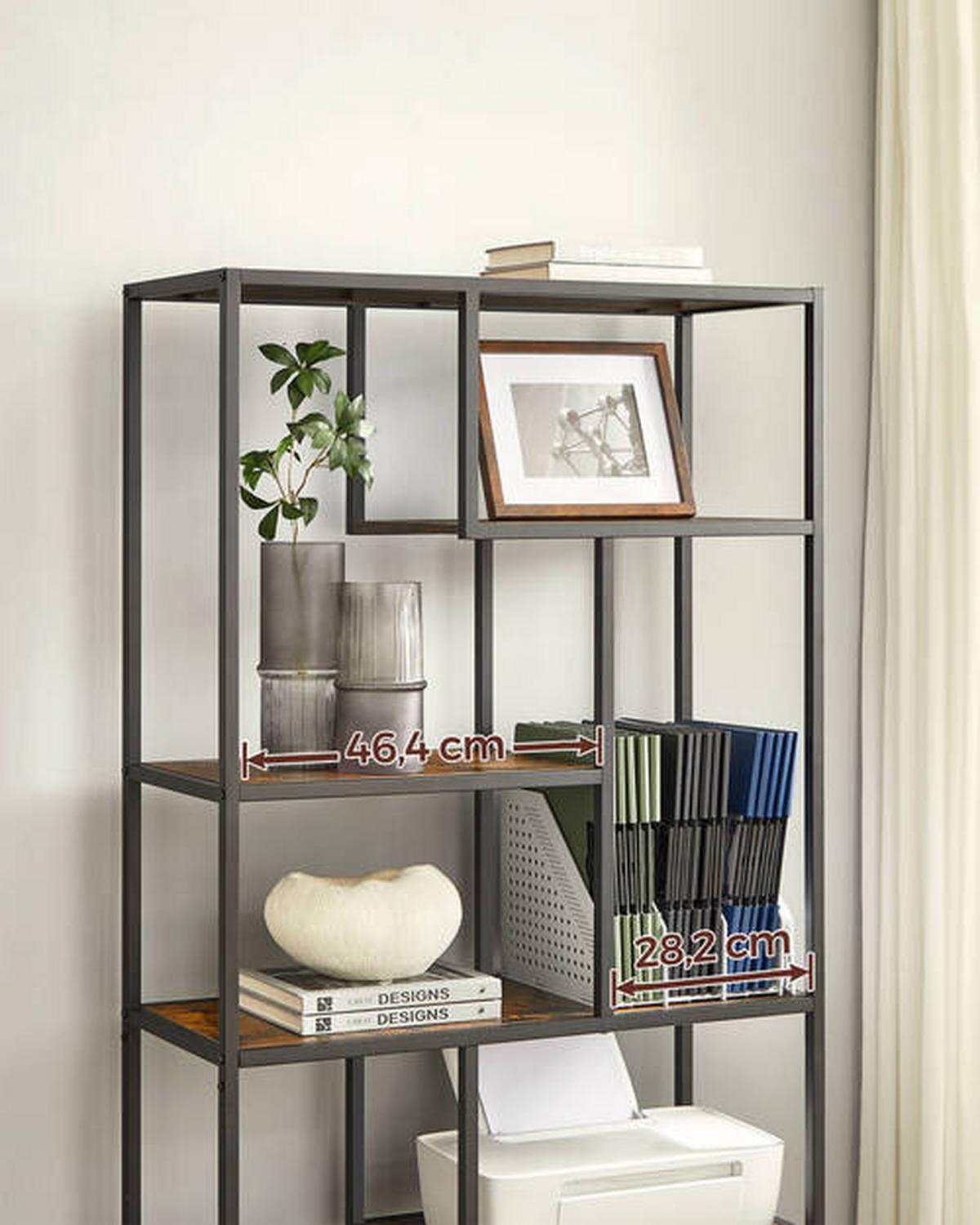 Regál RUSTIK - hnedá/čierna, Trend, kompozitné drevo (80/180/30cm) - Boxxx