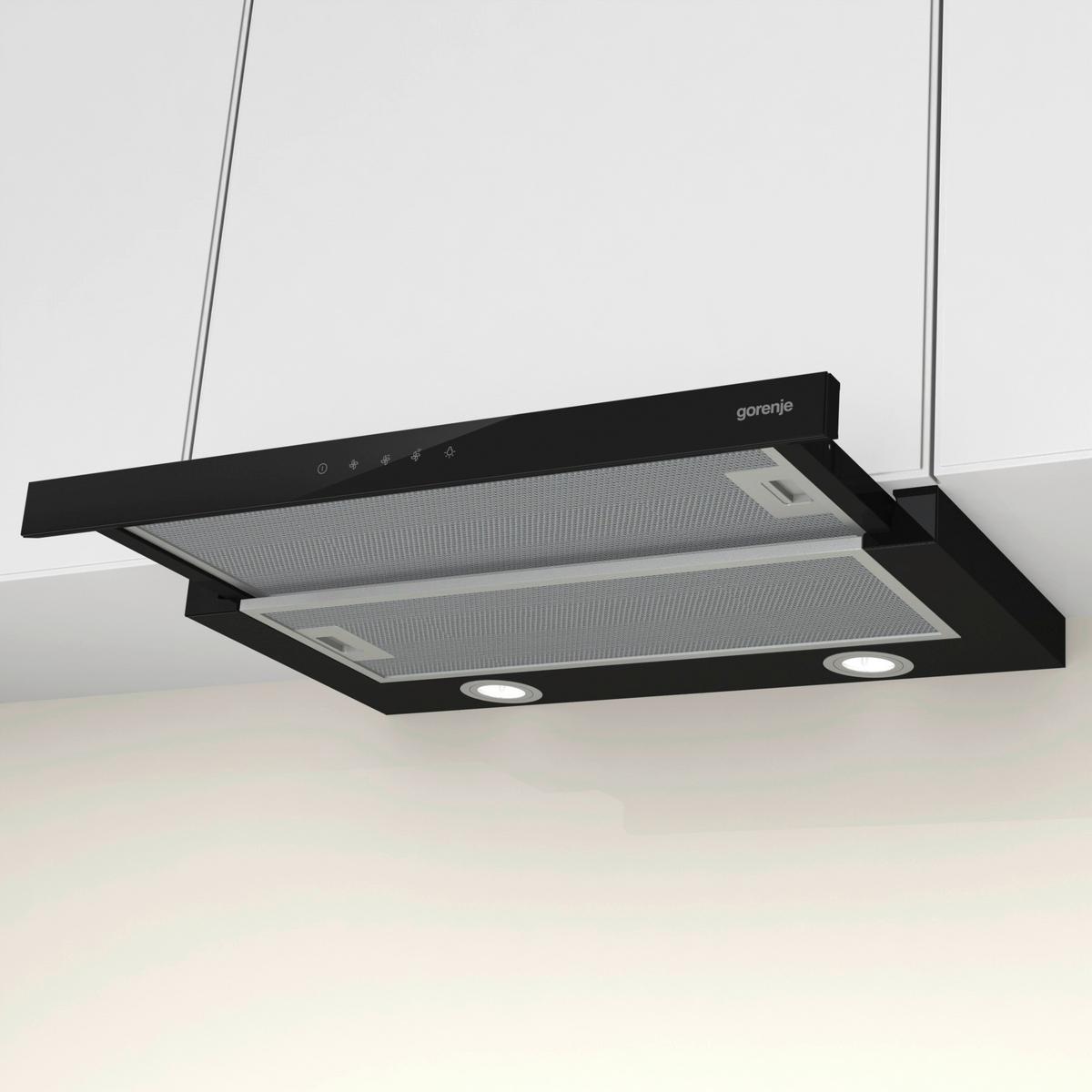 Flachschirmhaube Th64e3bg Schwarz B: 60 Cm, Led - Schwarz, Basics (60/17/30,6cm)