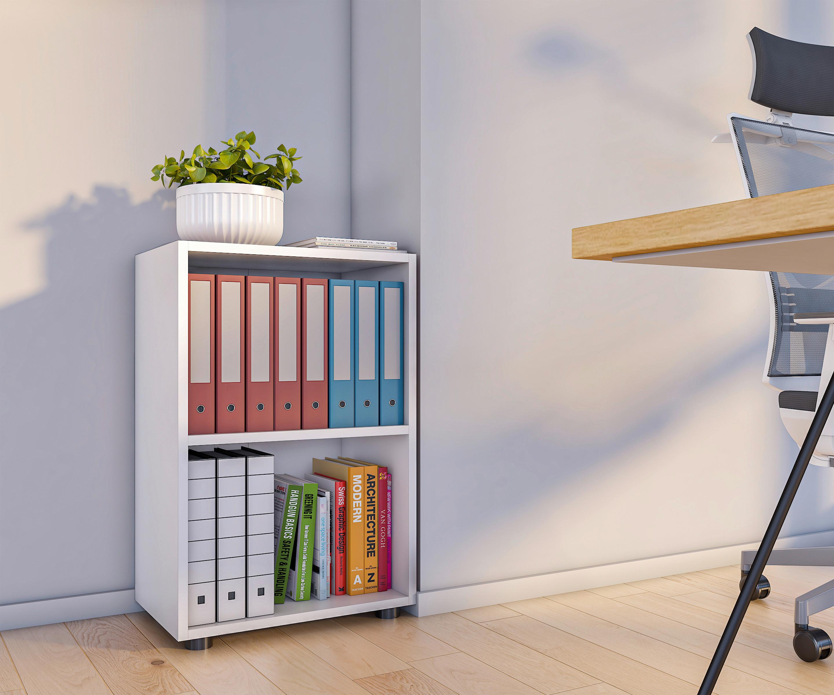 Regál na šanóny Ulas š: 49 cm, bílá - bílá/černá, Moderní, kompozitní dřevo/plast (49/74/32cm) - MID.YOU