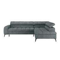 Ecksofa Volf Rechts New Grau, S: 261x203 cm - Schwarz/Grau, Trend, Kunststoff/Textil (261/203cm)