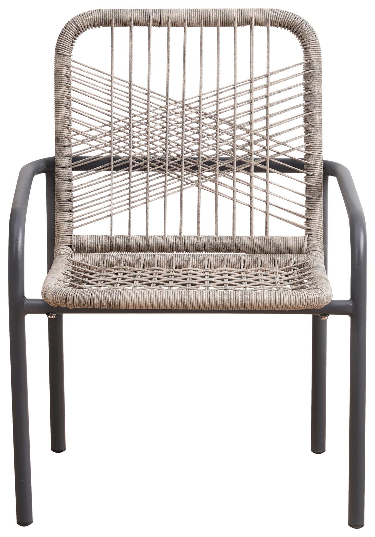 Gartensessel 2er-set Helmond Kunststoff/edelstahl - Sandfarben/Anthrazit, Design, Kunststoff/Metall (53/76/44cm) - Gardenson