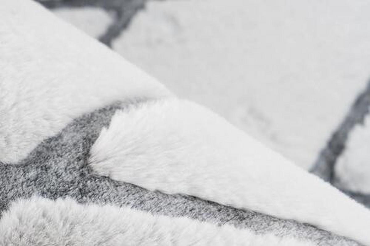 Hochflor Teppich Weiß/ Anthrazit Vivica 80x150 cm - Anthrazit/Weiß, Design, Textil (80/150cm) - Kayoom