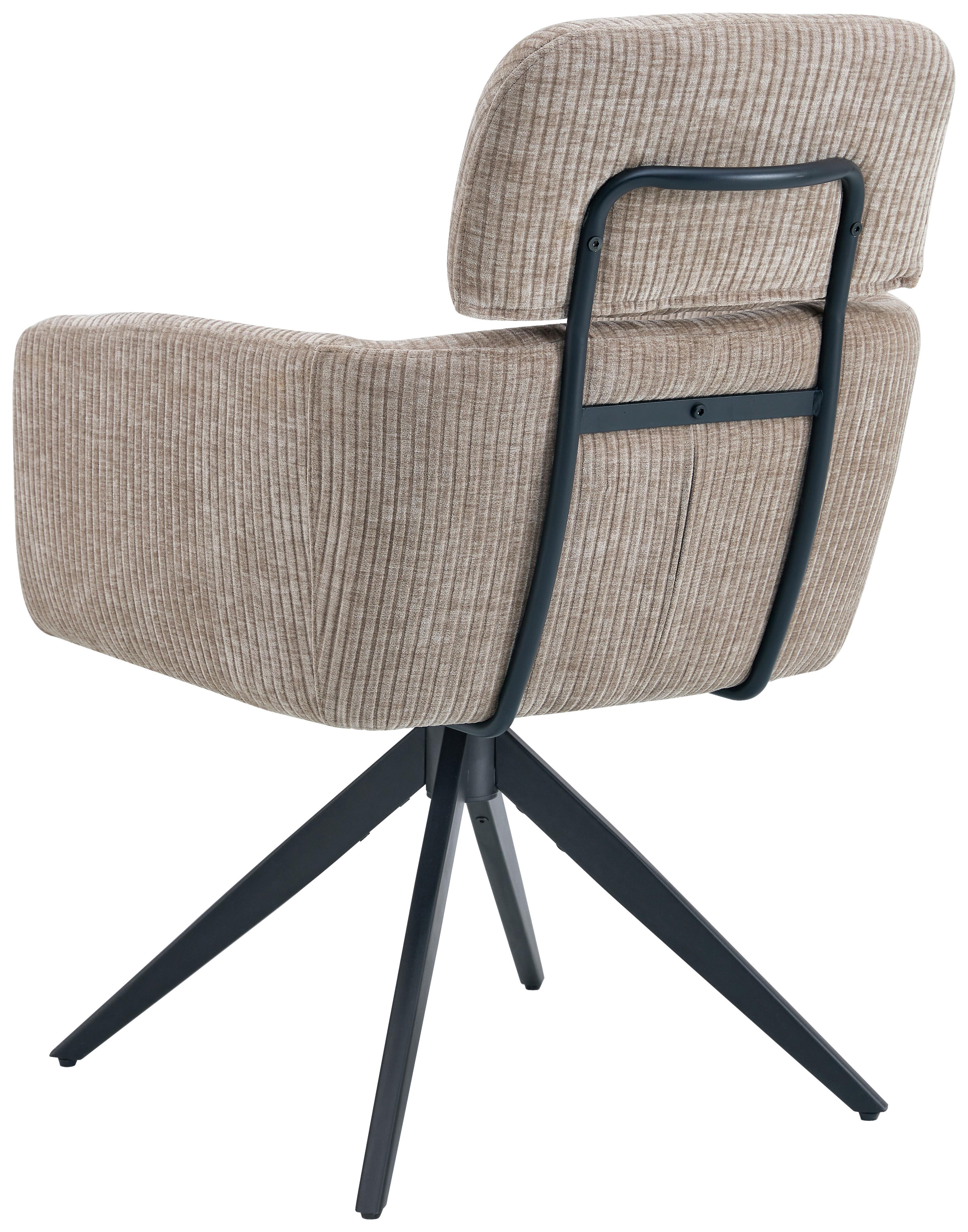 Armlehnstuhl Malte Cord Beige, B: 60 Cm - Beige/Schwarz, KONVENTIONELL, Holz/Textil (60/87,5/68cm) - Livetastic