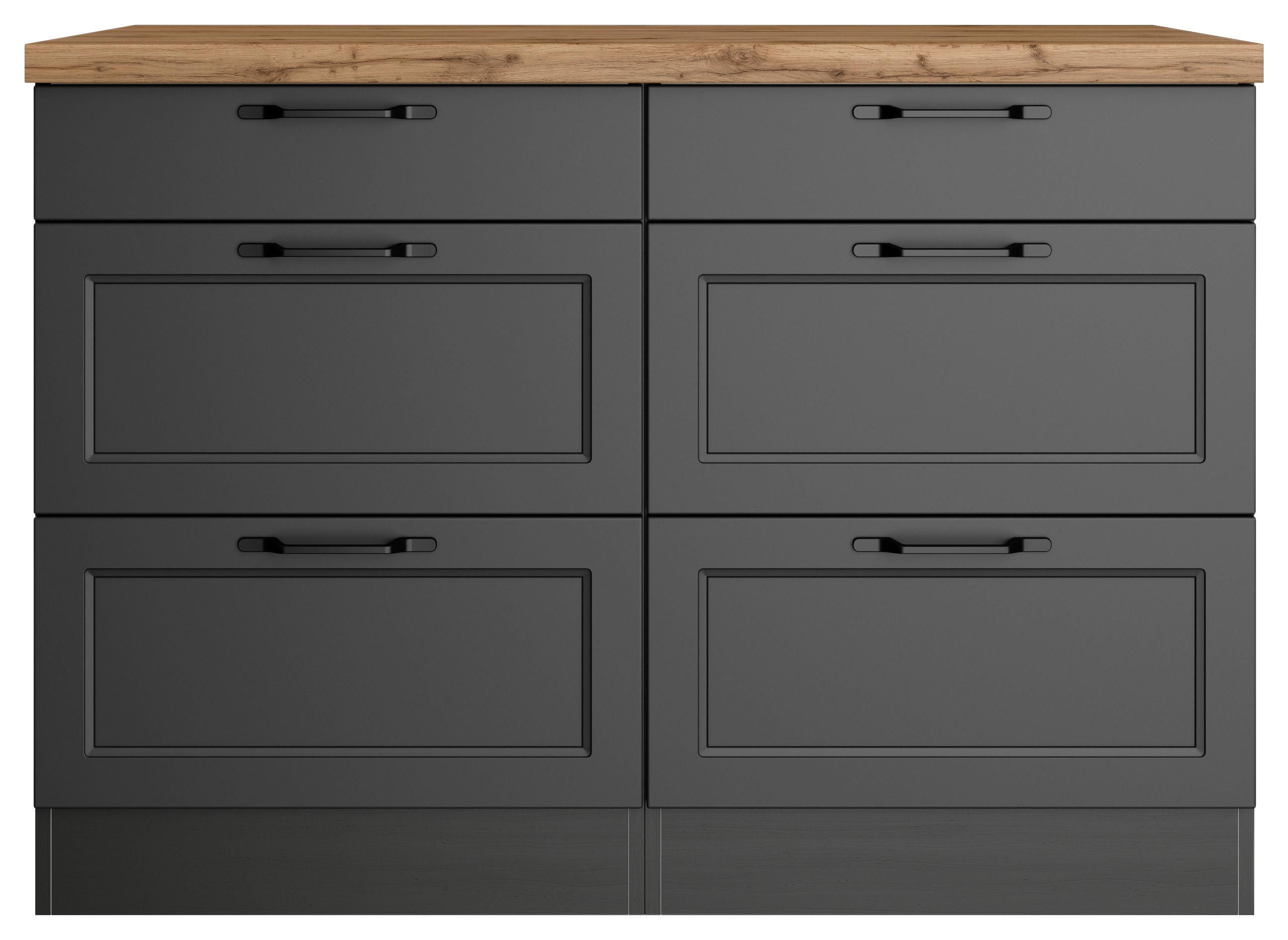 Küchenunterschrank Meran B: 120 cm Grau/Eiche Dekor - Eiche Wotan/Grau, LIFESTYLE, Holzwerkstoff (120/86/60cm) - Held