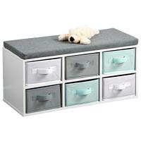 Kindersitzbank Grau / Türkis / Weiß Holz Dekor 68x29,5x33 cm - Türkis/Weiß, Basics, Holzwerkstoff (68/29,5/33cm) - Kesper