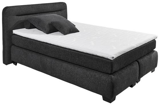Schwarzes Boxspringbett mit Topper