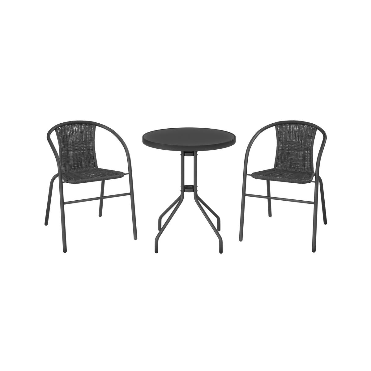 Balkonszett Mailand - fekete, Modern, műanyag/Üveg (60x52/70x72/60x60cm) - Luca Bessoni