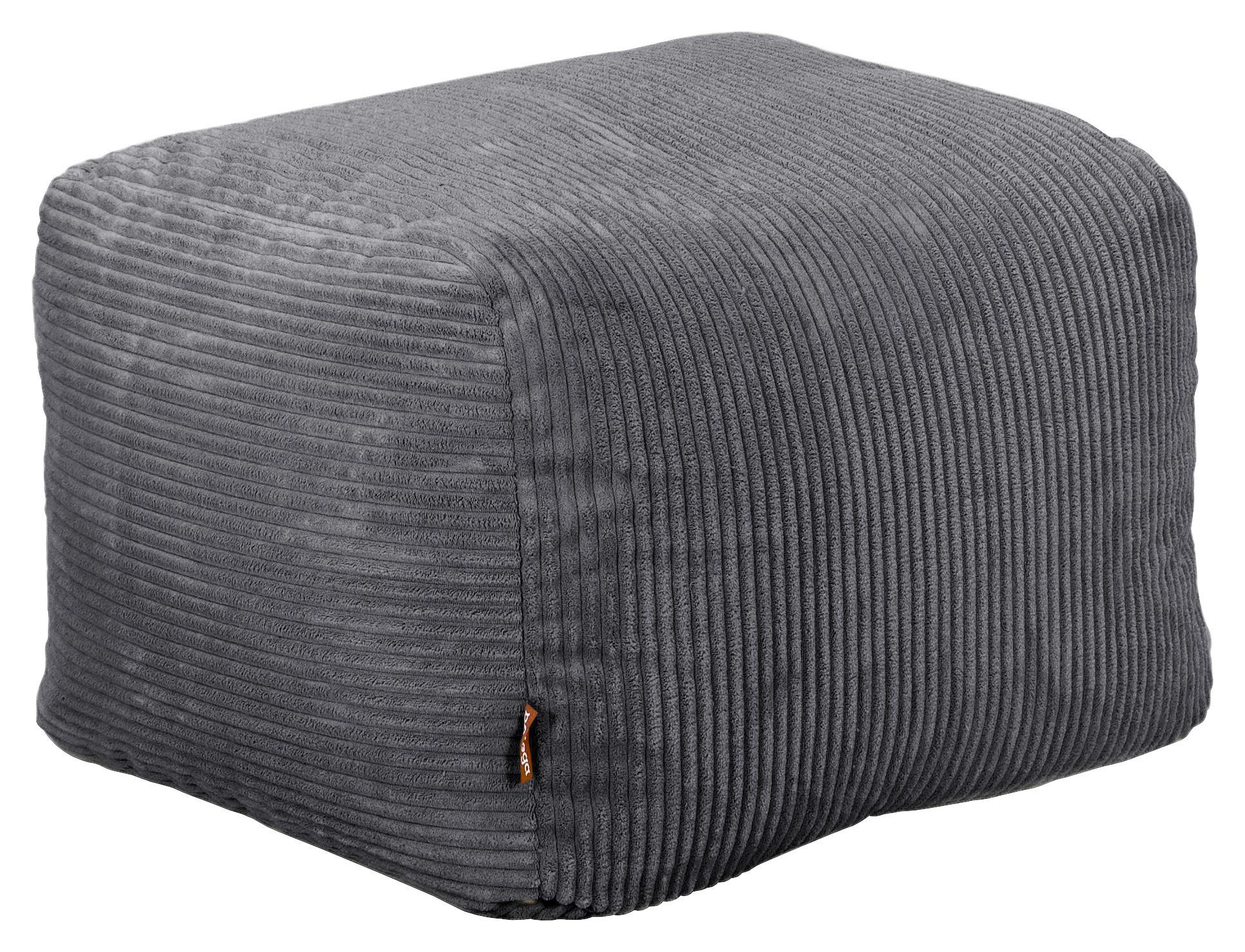 Sitzsack Cubi Cord grau, Indoor, B: 60cm - Grau, Basics, Textil (60/40/50cm)