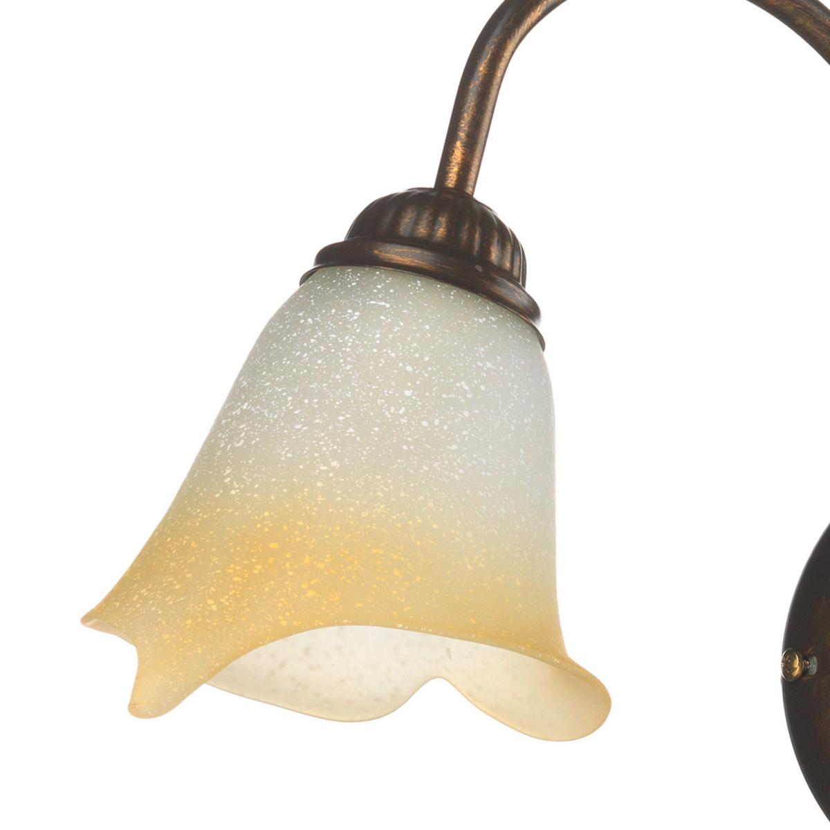 Wandleuchte 4470/Ap2 - Bronzefarben/Olivgrün, Natur, Glas/Metall (40/20/36cm)