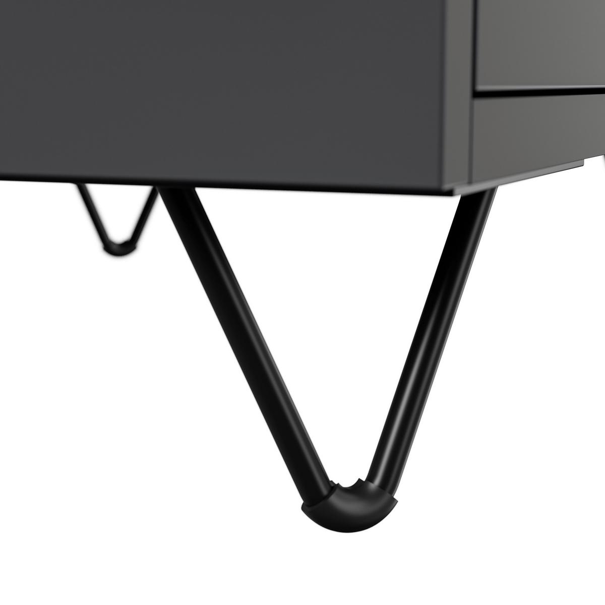Nachttisch Industrial Graphitfarben B: 51,2cm - Schwarz/Graphitfarben, Basics, Holzwerkstoff/Metall (51,2/65/42cm) - MID.YOU