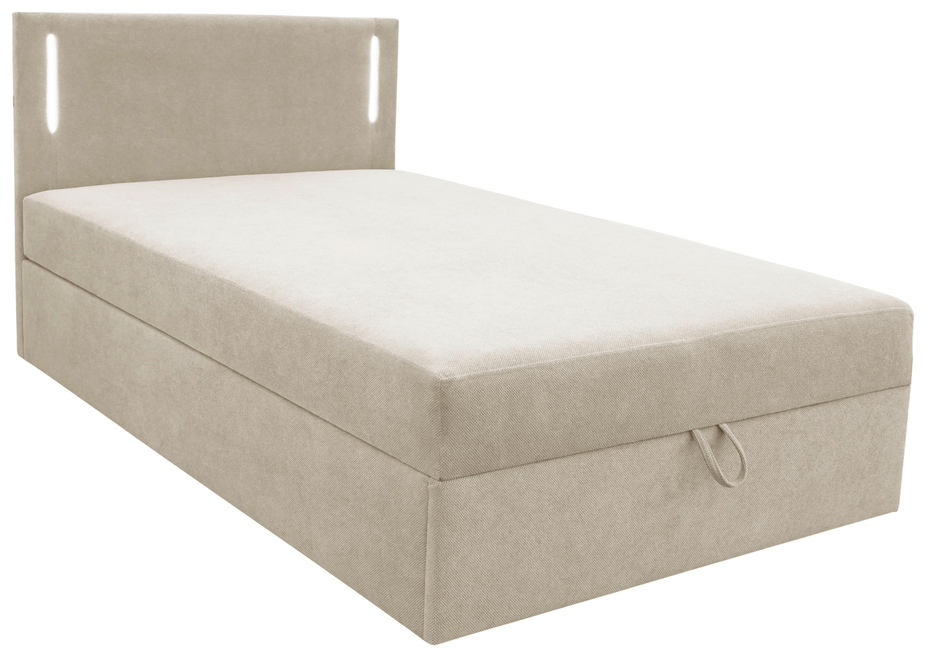Boxbett mit Bettkasten 120x200 cm Beige Carlos - Beige/Schwarz, Basics, Holzwerkstoff/Textil (121/110/210cm) - Livetastic