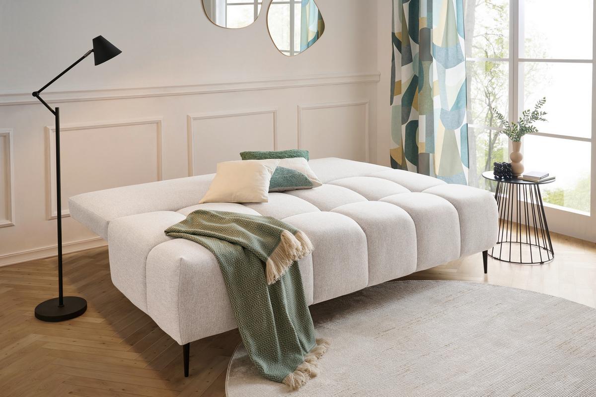 Schlafsofa Bobbio Beige B: 204cm - Beige/Schwarz, MODERN, Textil (204/90/95cm) - MID.YOU