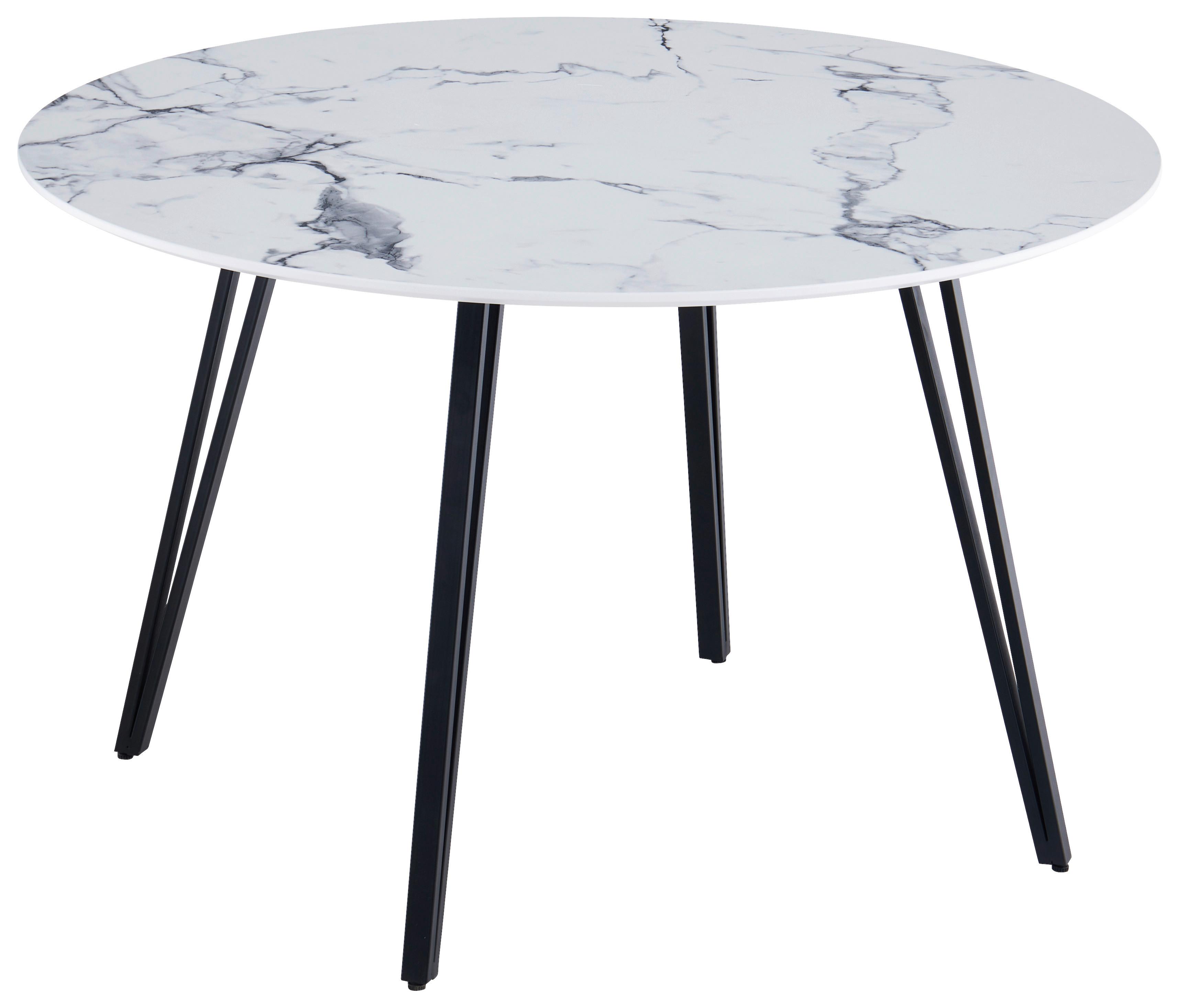 Esstisch Edwin - Schwarz/Weiß, LIFESTYLE, Holzwerkstoff/Metall (120/75/120cm) - Livetastic