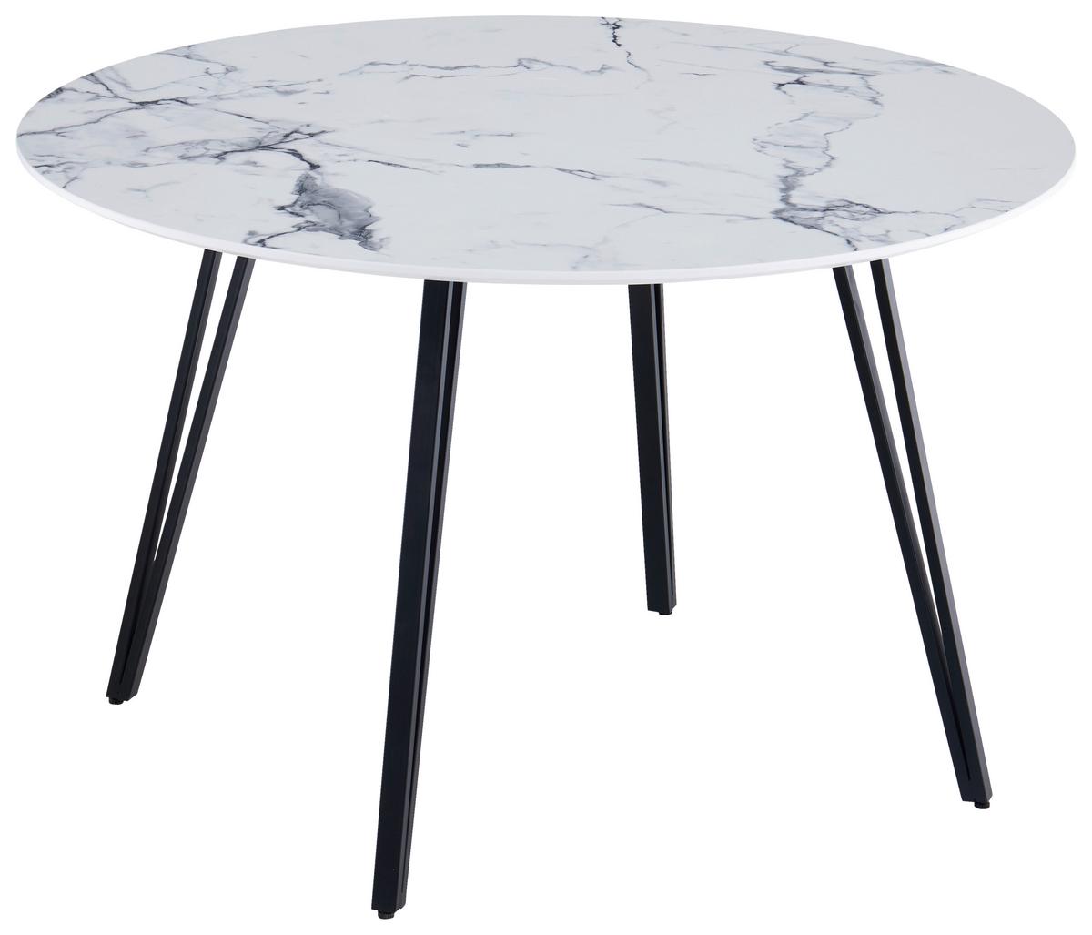 Esstisch Edwin - Schwarz/Weiß, LIFESTYLE, Holzwerkstoff/Metall (120/75/120cm) - Livetastic