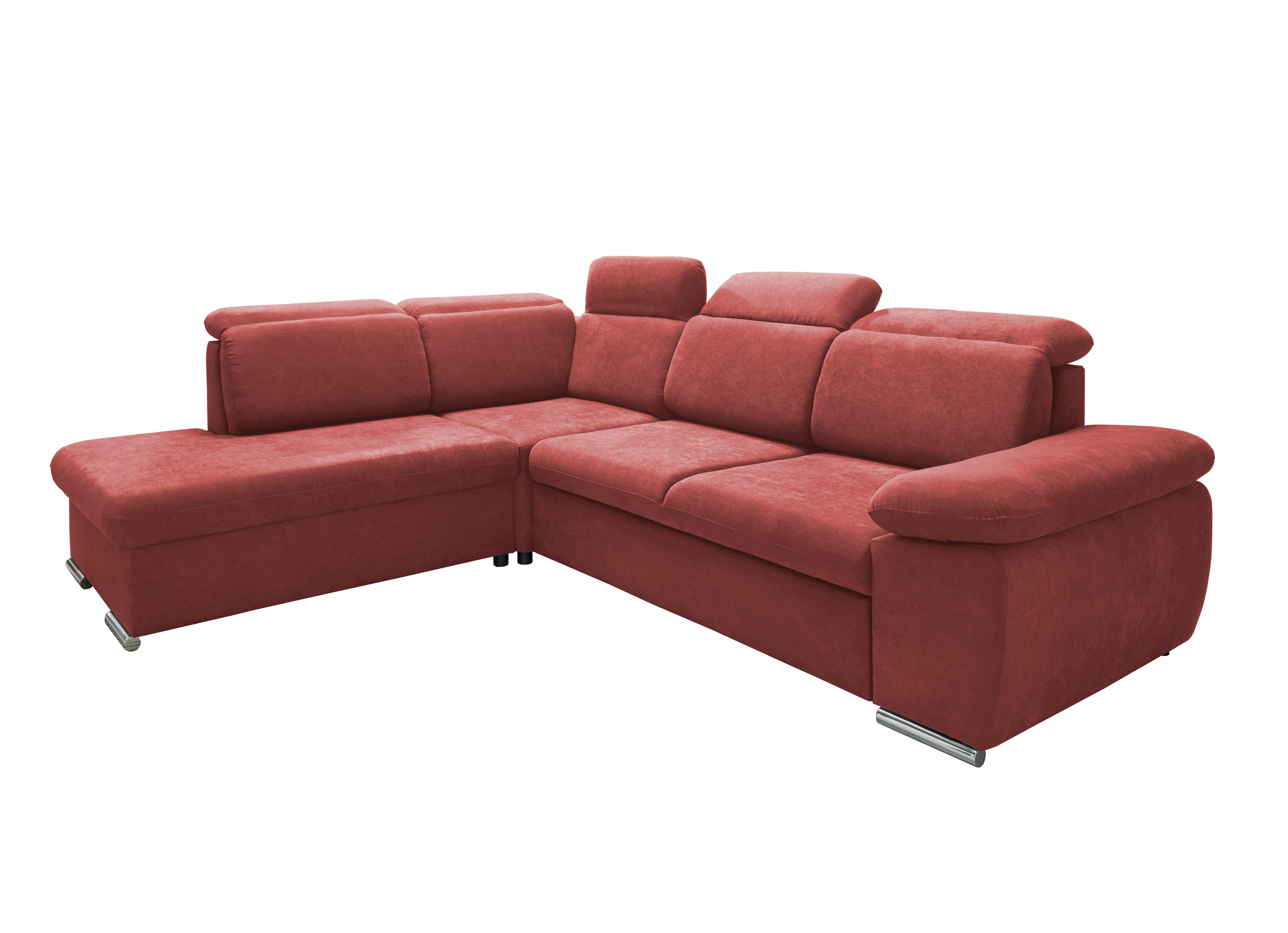 Ecksofa Vasto Rot S: 228x283 cm - Chromfarben/Rot, Design, Textil (228/283cm) - Livetastic
