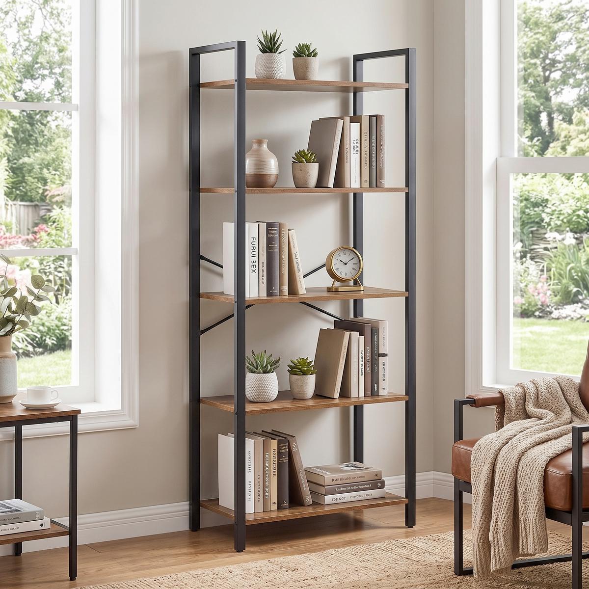 REGAL Iron B: 66 cm Braun/Schwarz - Schwarz/Braun, Basics, Holzwerkstoff/Metall (66/153/30cm) - Boxxx