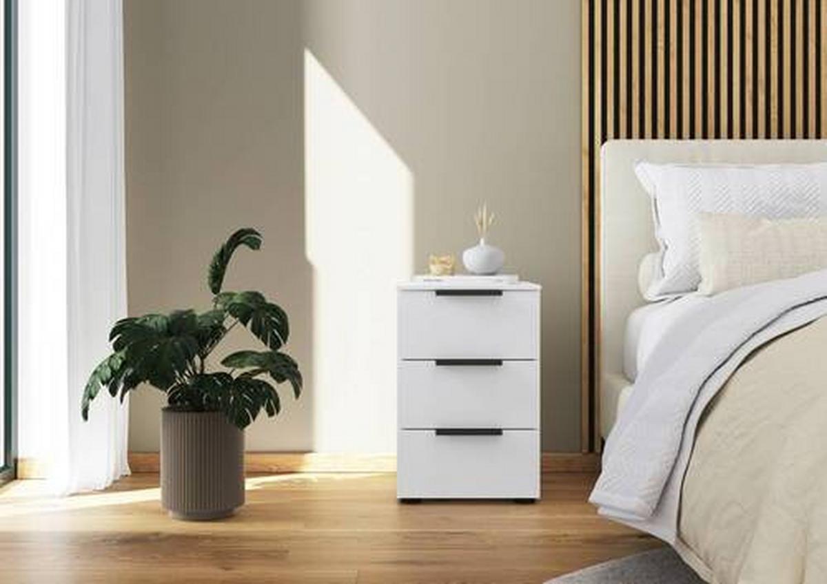 Nachtkästchen Weiß Flipp H: 61 cm - Schwarz/Graphitfarben, MODERN, Holzwerkstoff (40/61/42cm) - Rauch Möbel