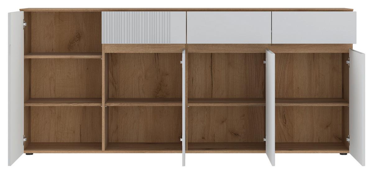 ŠIROKÁ KOMODA MANILLA - čierna/farba duba, Trend, kompozitné drevo/plast (200/88,3/40cm)
