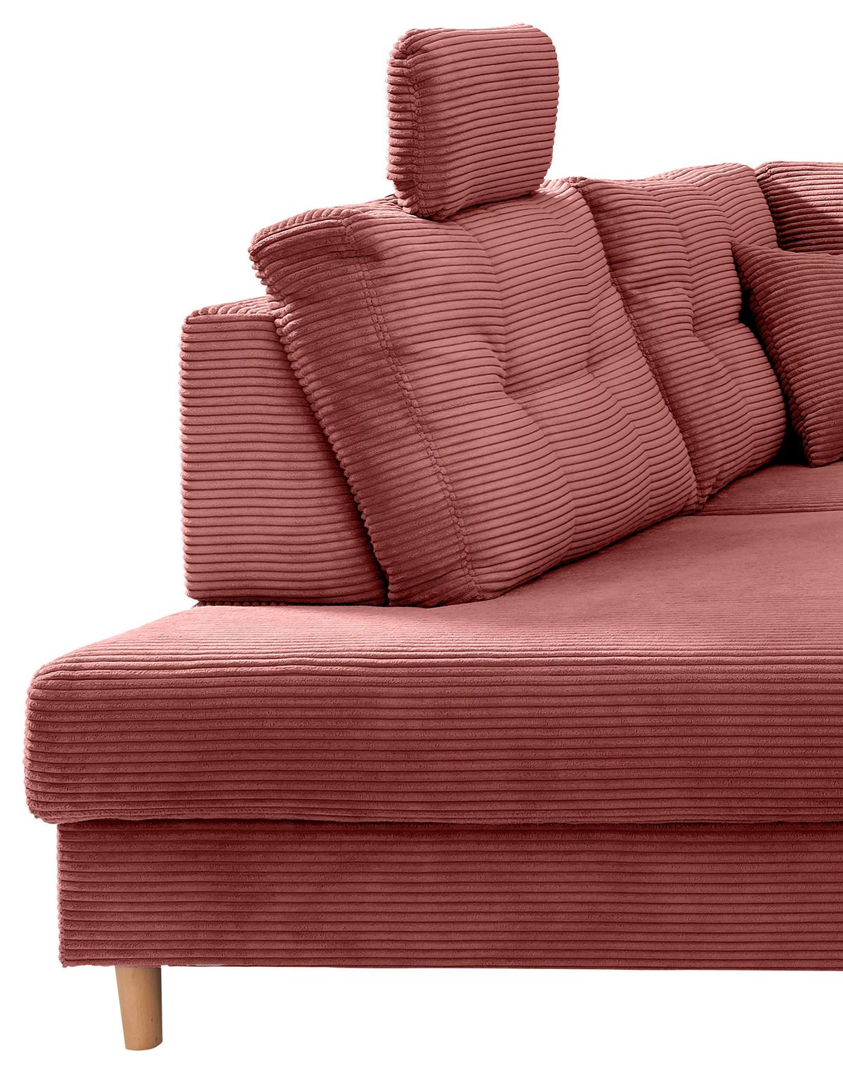 Wohnlandschaft Brizzini mit Schlaffunktion, Koralle - Koralle/Naturfarben, MODERN, Textil (206/338-352/176cm) - Livetastic