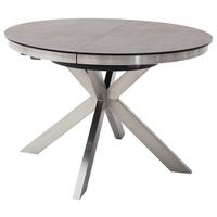 Esstisch ausziehbar Winnipeg 120-160x120 cm Anthrazit - Edelstahlfarben/Anthrazit, Design, Keramik/Metall (120/120/76cm) - Livetastic
