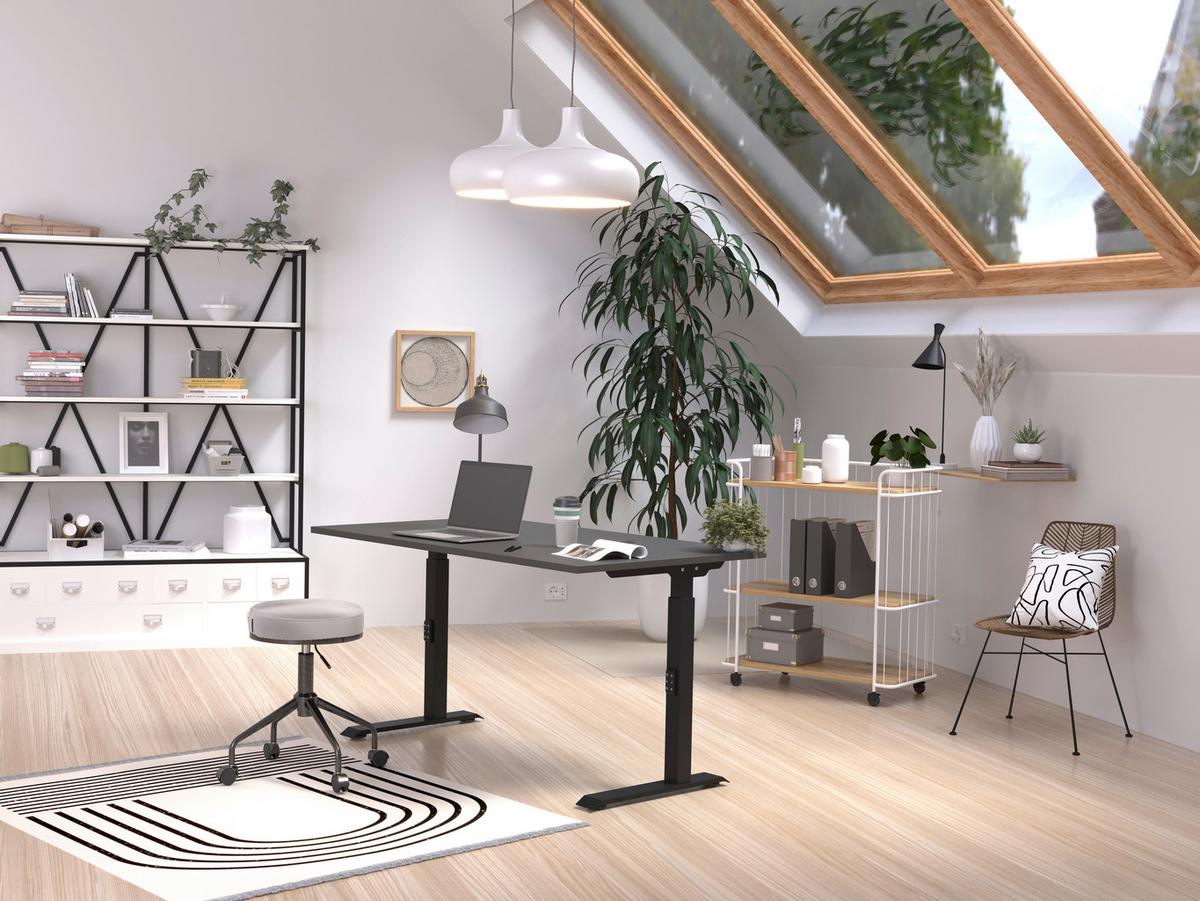 Schreibtisch Schwarz/Graphitfarben L: 140cm - Schwarz/Graphitfarben, MODERN, Holzwerkstoff/Metall (140/80/68-91cm) - Germania