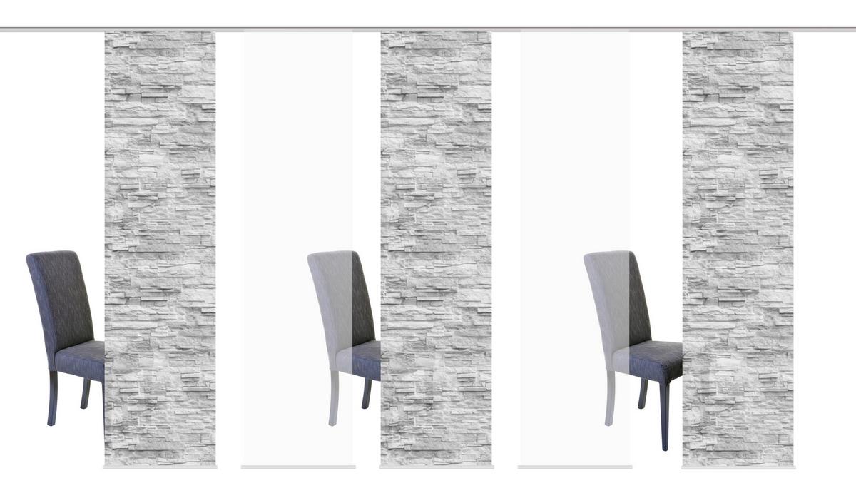 Flächenvorhang 5er Set Wallis - Anthrazit, Design, Textil (60/245cm) - Schmidt W. Gmbh