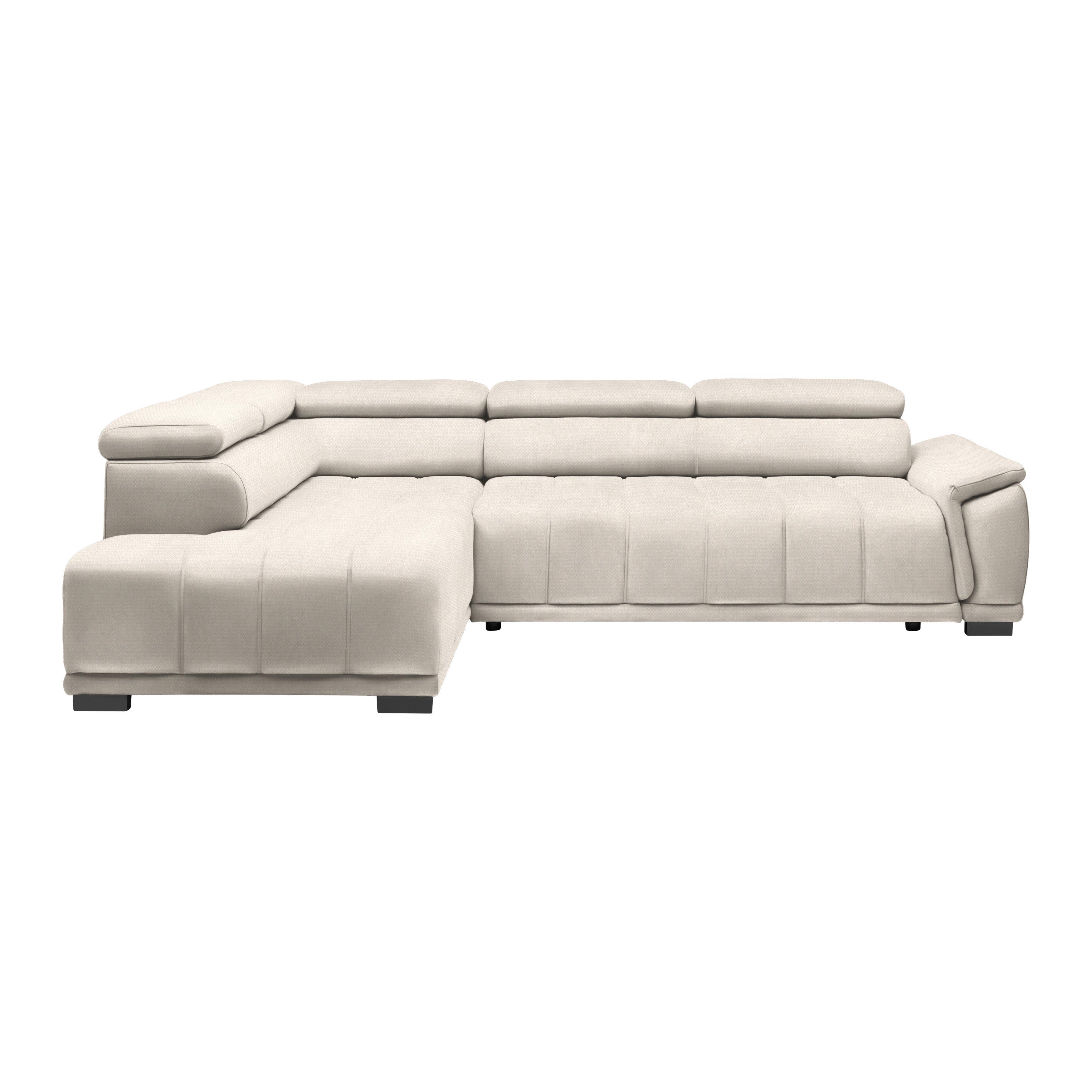 Rohová sedačka GRINALDI, levá, perleťová - černá/perleť, Moderní, textil/plast (206/283cm) - Premium Living