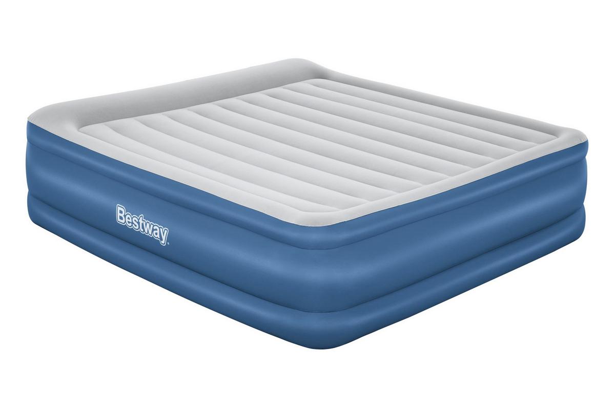 Luftbett Robert 203x193x56 Cm Bis 300kg, Inkl. Pumpe - Dunkelblau/Grau, KONVENTIONELL, Kunststoff/Metall (203/193/56cm) - Bestway