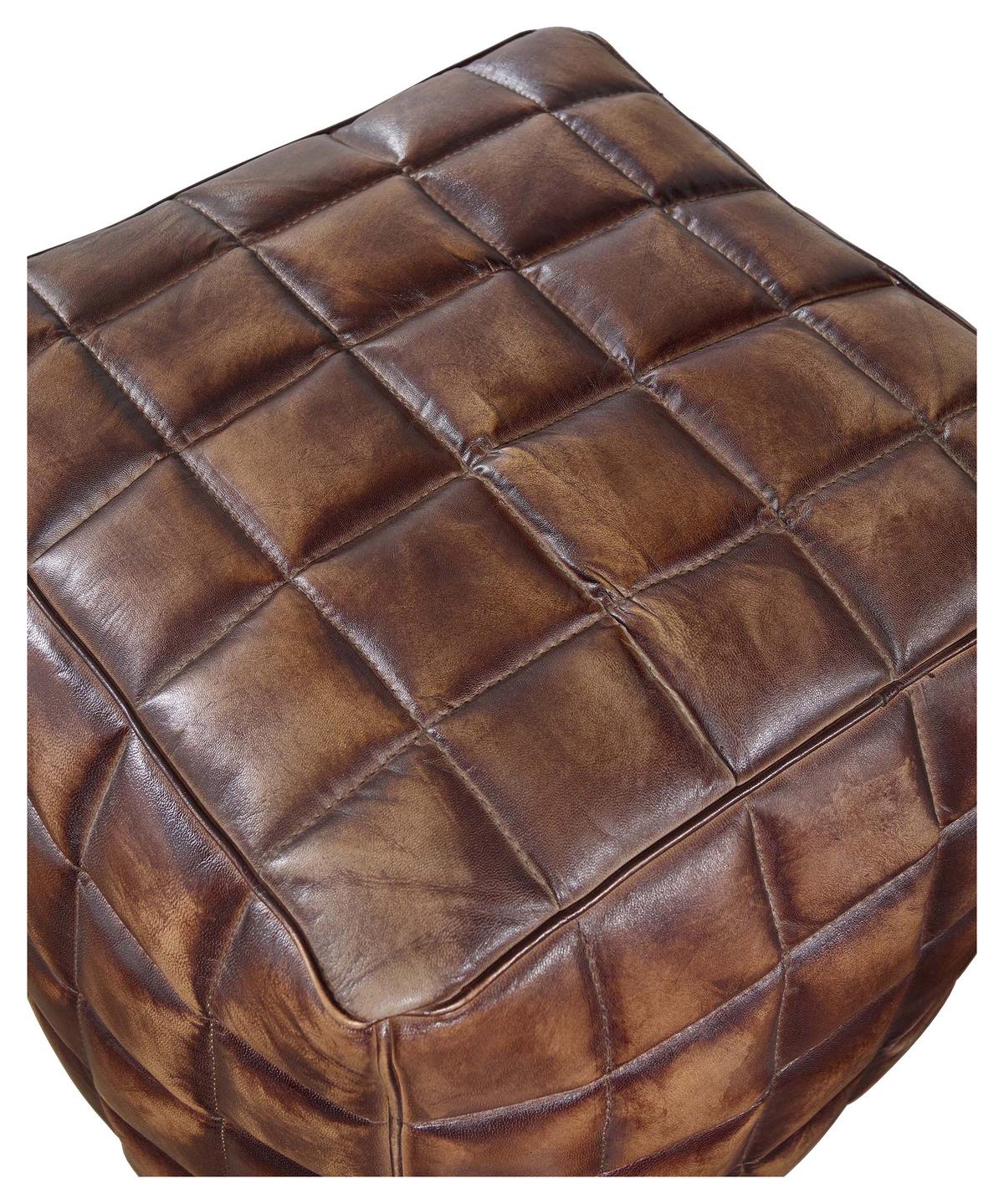 Taburet Stanley pravá kůže - hnědá, Natur, kůže (39/41/39cm) - MID.YOU