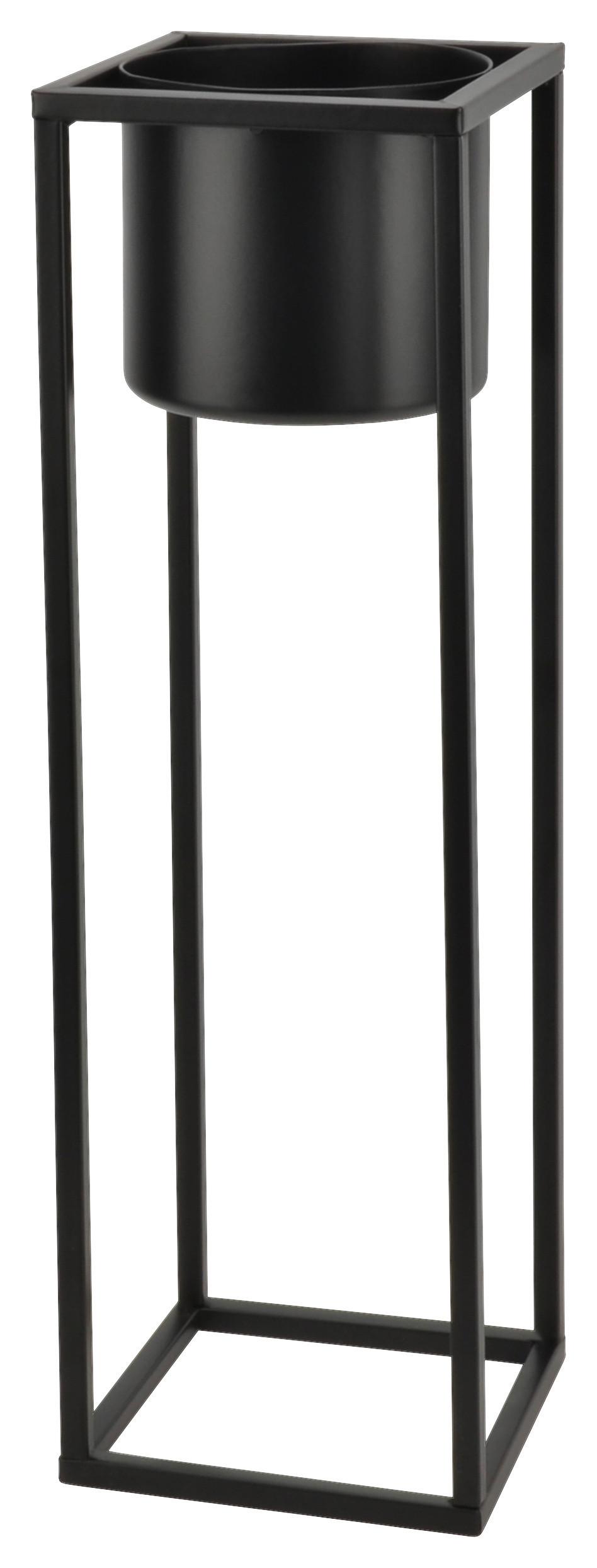 obal na kvetináč Š/V/H: 15/50/15 CM - čierna, Modern, kov (15/50/15cm) - Mömax