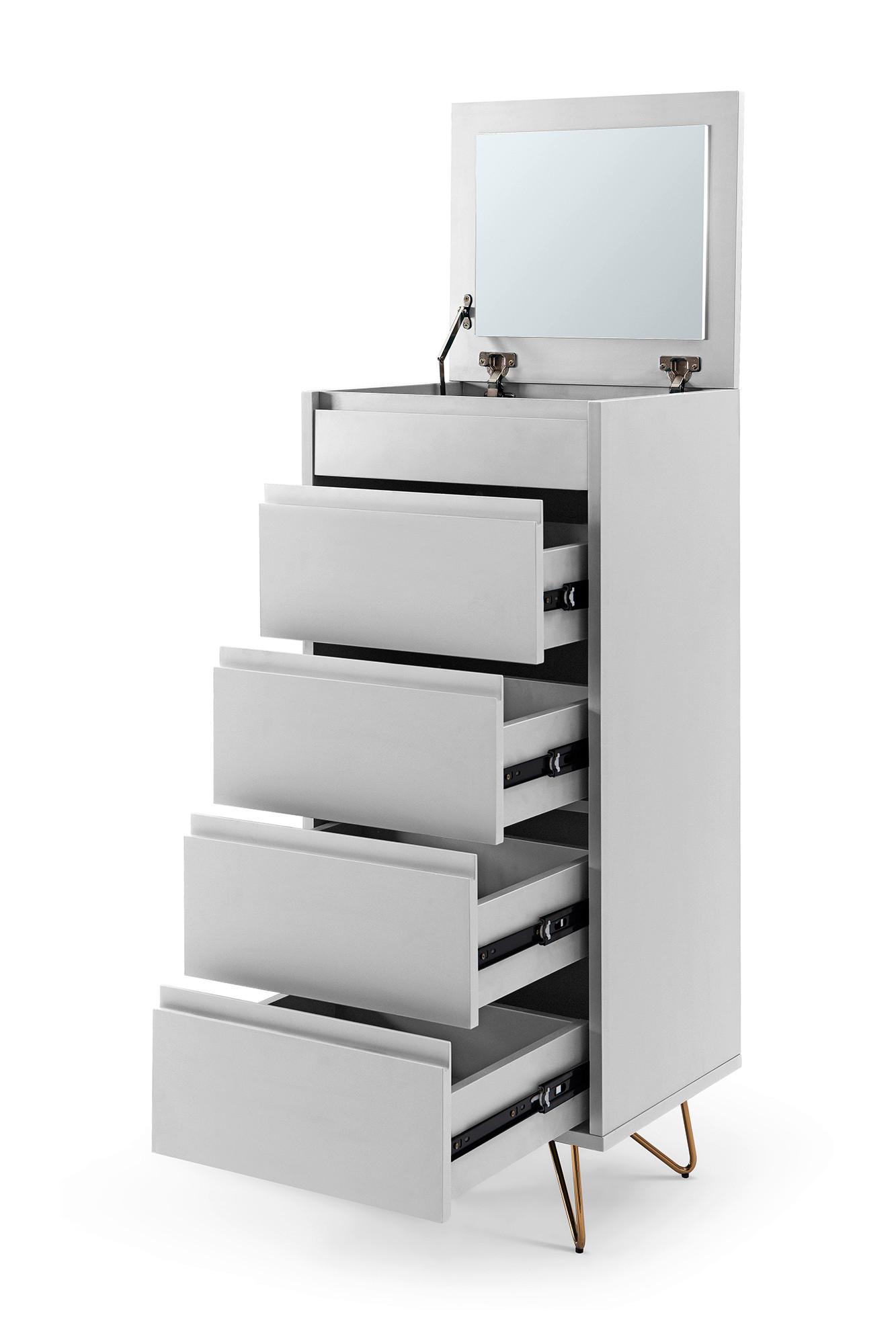 Kommode Weiß B: 45cm - Messingfarben/Weiß, Design, Glas/Holzwerkstoff (45/110/40cm) - Livetastic