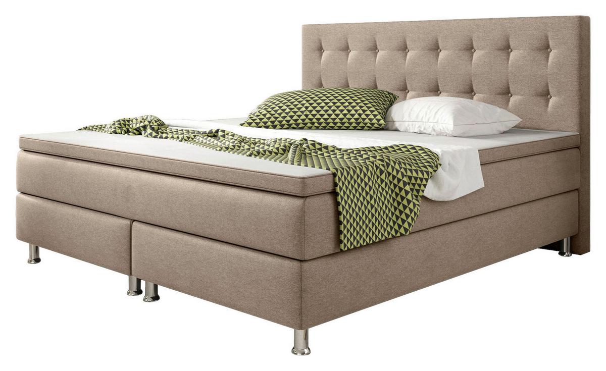 Boxspringbett Mit Topper Kingsize 180x210 Köln - Silberfarben/Cappuccino, KONVENTIONELL, Textil (180/115/210cm) - MID.YOU