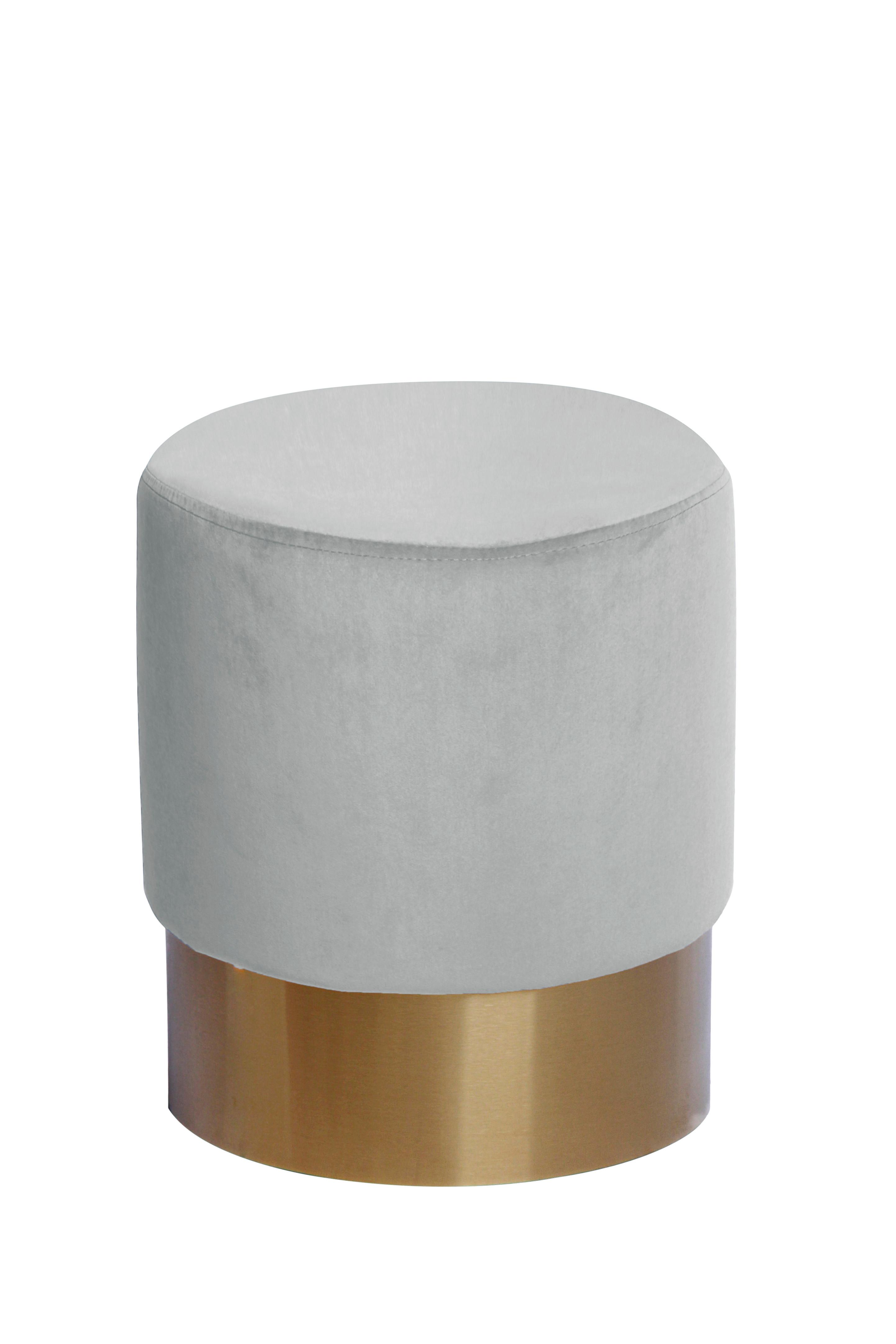 Pouf Nano Samt Weiß/ Mintgrün 35x42 cm - Goldfarben/Weiß, Basics, Holz/Holzwerkstoff (35/42cm)