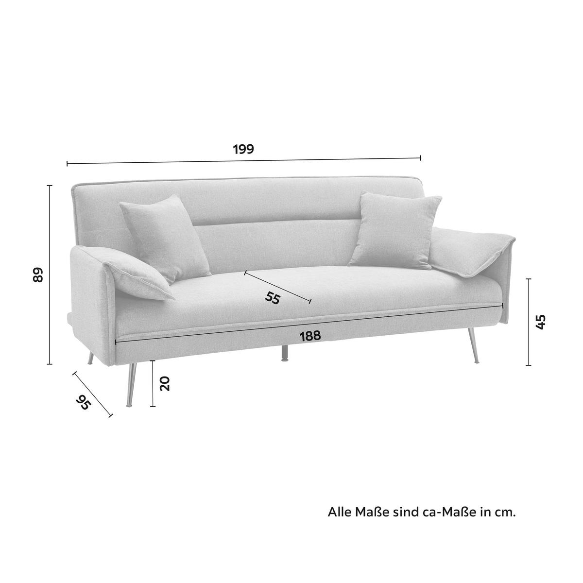 Rozkladacia pohovka LANA tmavá sivá - sivá/tmavosivá, Modern, kov/drevo (199/89/95cm) - P & B