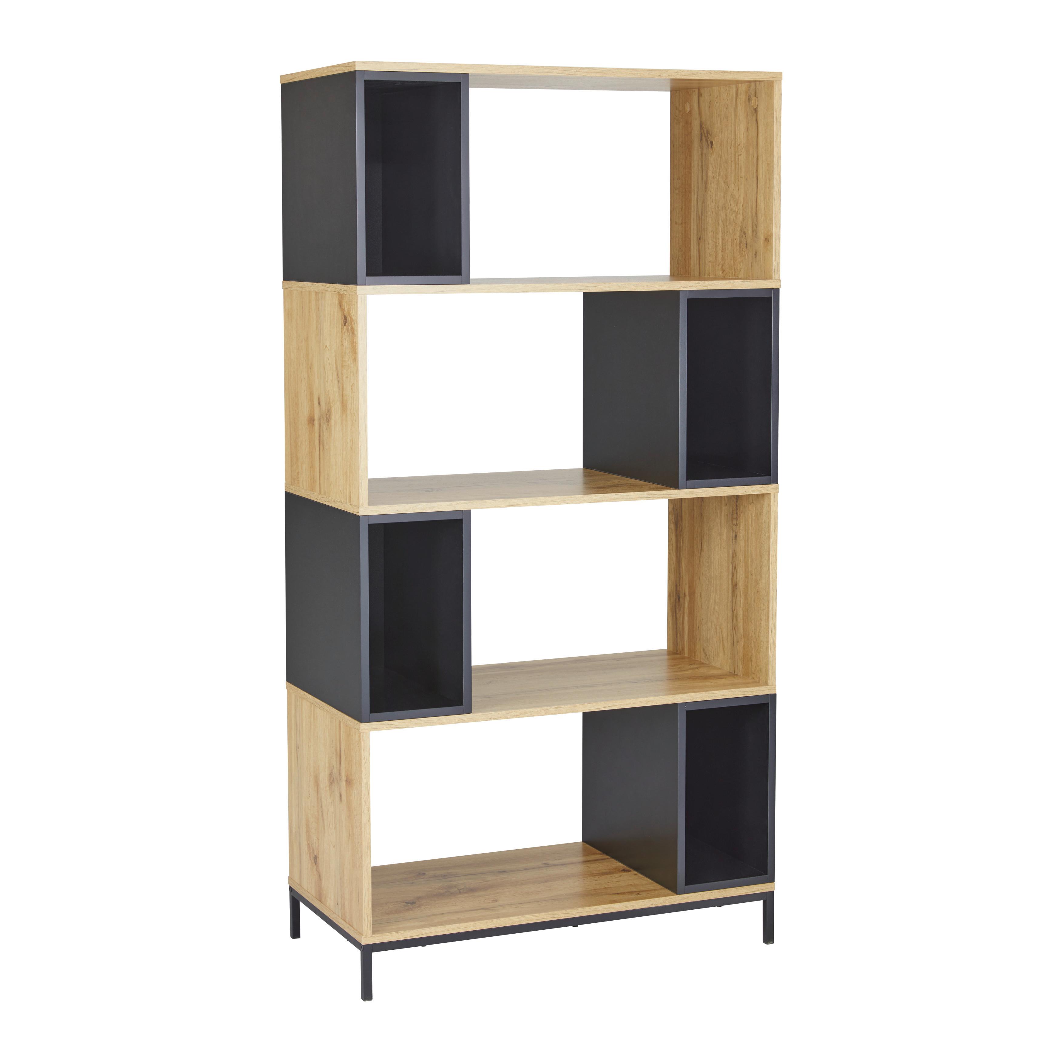 Regál Megy - černá/barvy dubu, Moderní, kov (80/158/40cm) - Bessagi Home