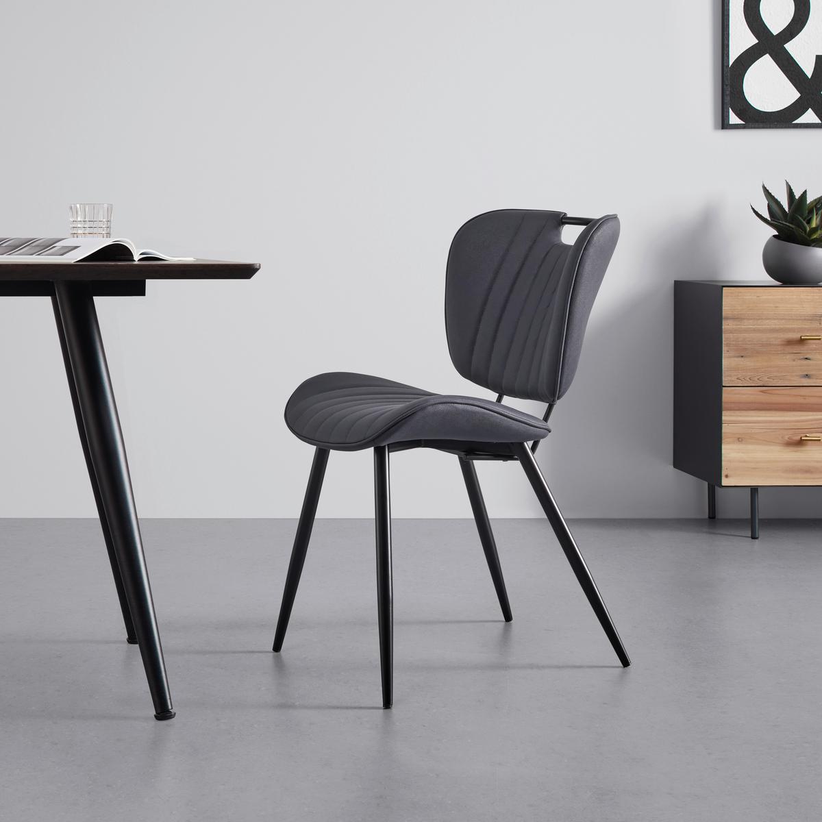 Jídelní židle HINA tmavě šedá - šedá/černá, Moderní, kov/dřevo (46/84/57cm) - Bessagi Home