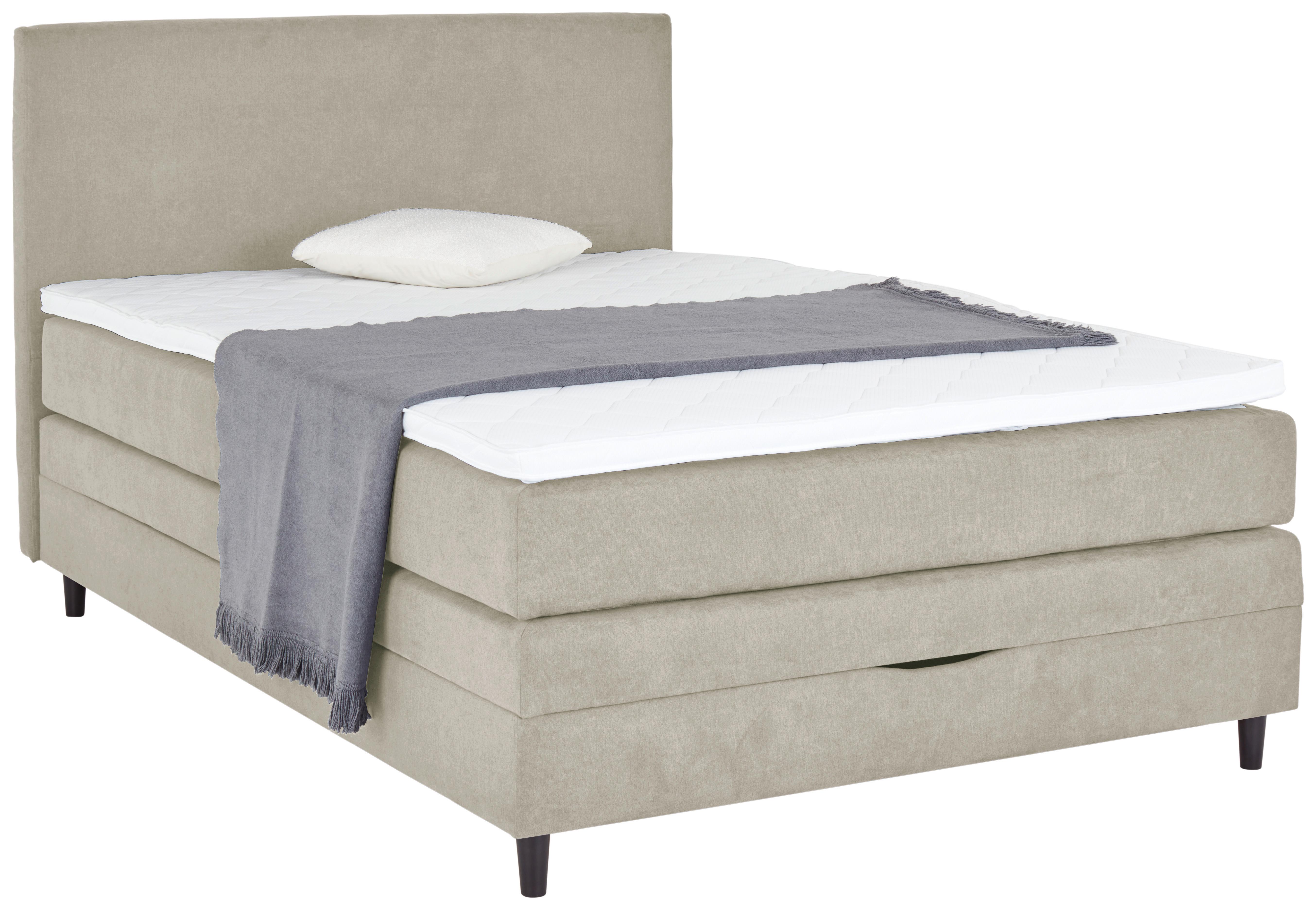 Boxspringbett mit Topper & Bettkasten 140x200 Kleopatra - Taupe, KONVENTIONELL, Holz/Holzwerkstoff (140/200cm) - Ondega