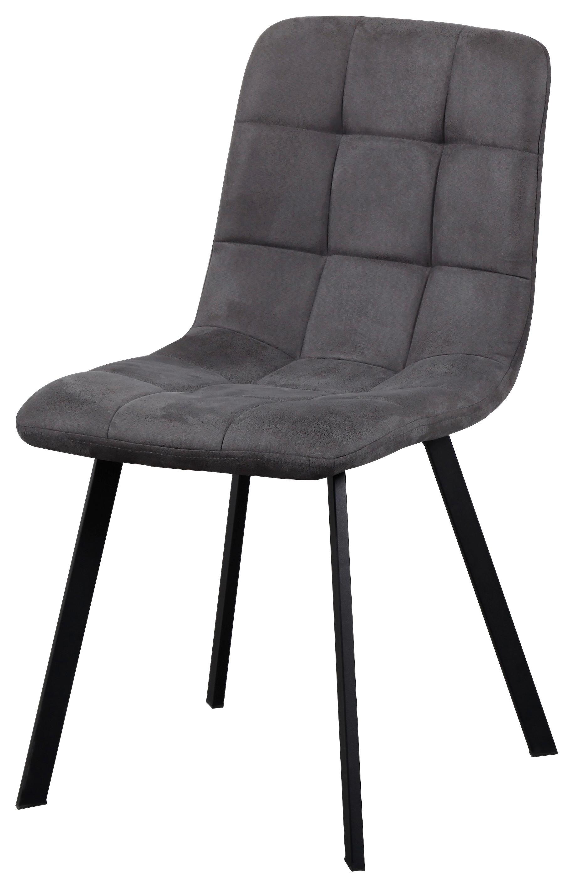 Esszimmerstuhl Lech 1 Grau Gepolstert, Massiv - Schwarz/Grau, MODERN, Holzwerkstoff/Textil (45/89/58cm)