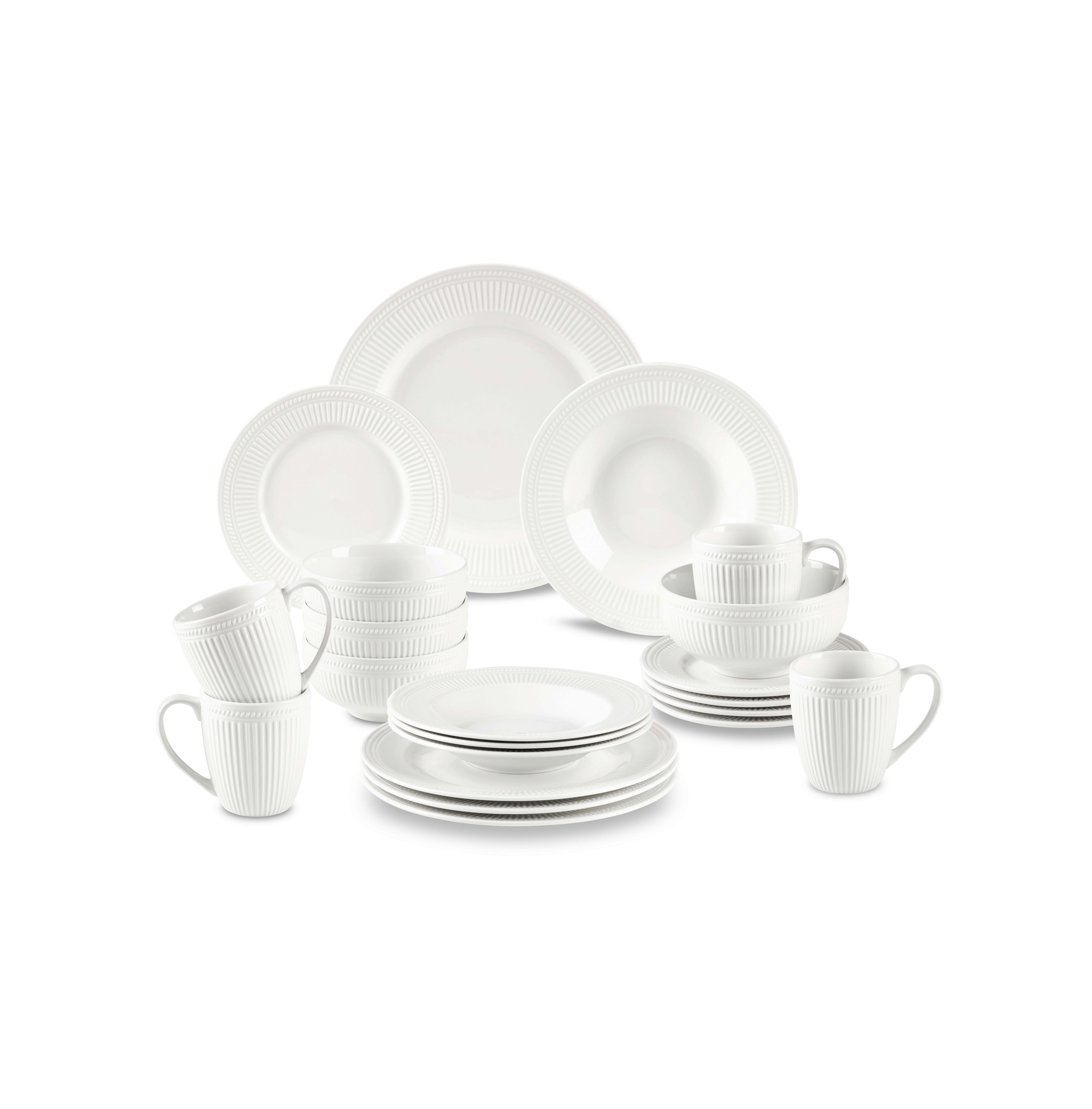 Kominovaný servis 20 - dielna pre 4 osoby - biela, Konventionell, keramika (32.5/28/28cm) - Mömax