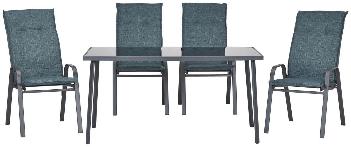 Niederlehnerauflage Genf 100x48 cm Grau/Türkis - Schlammfarben, Basics, Textil (100/48/4cm) - Beo