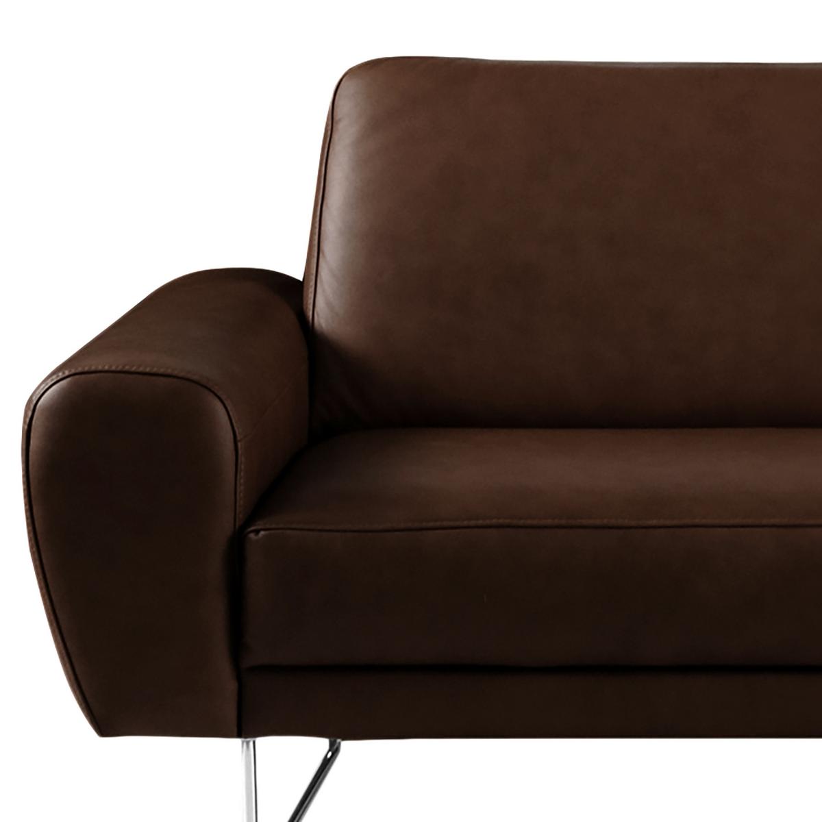 3-sitzer-sofa Spring Dunkelbraun Chrom B: 207 Cm - Chromfarben/Dunkelbraun, Design, Leder (207/85/92cm) - Livetastic