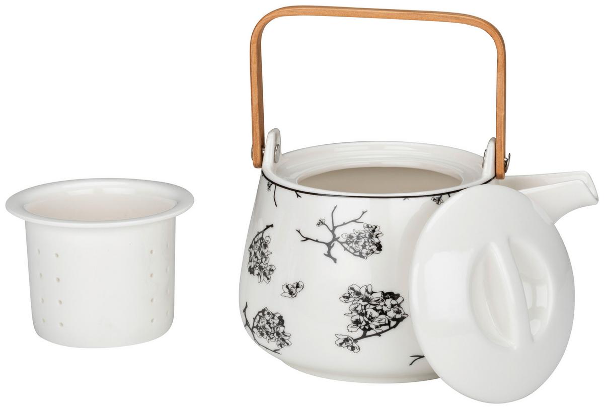 Čajova konvice Shiva - bílá/černá, Lifestyle, keramika (18/13,5/11cm) - Premium Living