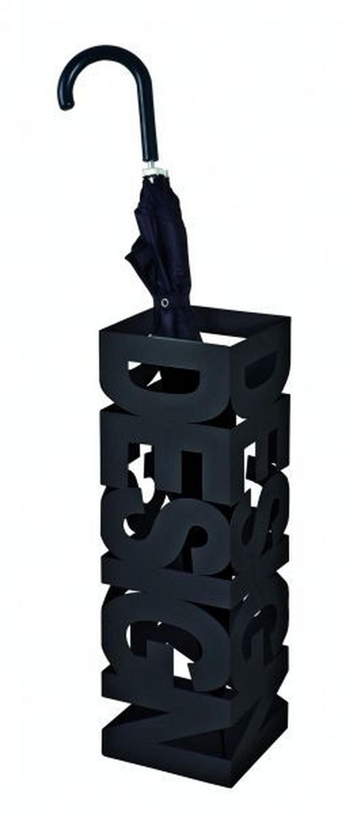 STOJAN NA DEŠTNÍKY DESIGN - černá, Moderní, kov (16/48/16cm)