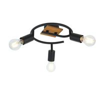 Strahler 54008-3h - Schwarz/Braun, Basics, Holz/Metall (25/14cm) - Globo